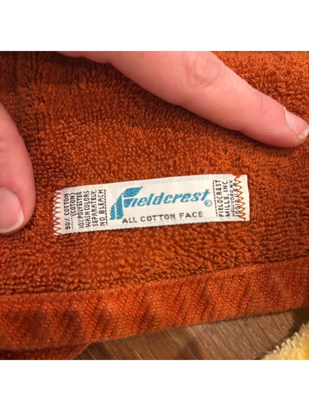 Vintage 70s Fieldcrest Hand Towels, Set of 4, Cotton Face, Made in USA